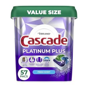 Cascade Platinum Plus Dishwasher Pods, 57 Count