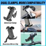 Bicycle Phone Holder with 2 Clamps for Smartphones