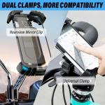 Bicycle Phone Holder with 2 Clamps for Smartphones