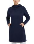 Baleaf Women's Hooded Fleece Sweatshirt Dress - Navy