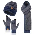Men's Winter Beanie, Scarf, and Touchscreen Gloves Set