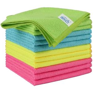 HOMEXCEL 12-Pack Colorful Microfiber Cleaning Cloths