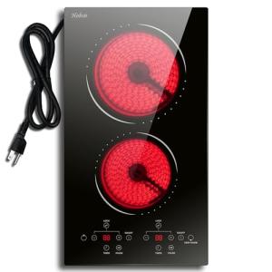 Electric 2 Burner Cooktop with Safety Features