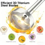 Blackcow Immersion Blender Handheld, 800W Powerful Electric Hand Blender with Titanium Alloy Blades, 12 Speeds & Turbo, Electric Hand Mixer for Smoothies, Soups, Baby Food and Purees