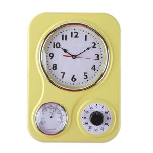 Retro Kitchen Wall Clock with Thermometer and Timer