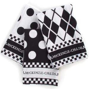 Set of 3 Black-and-White Dot Dish Towels