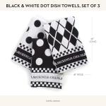 Set of 3 Black-and-White Dot Dish Towels