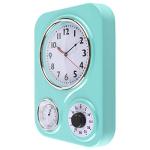 Retro Kitchen Wall Clock with Timer and Thermometer