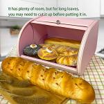 Pink Roll Top Bread Box for Kitchen Counter
