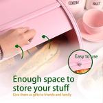 Pink Roll Top Bread Box for Kitchen Counter