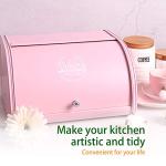 Pink Roll Top Bread Box for Kitchen Counter