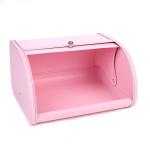 Pink Roll Top Bread Box for Kitchen Counter