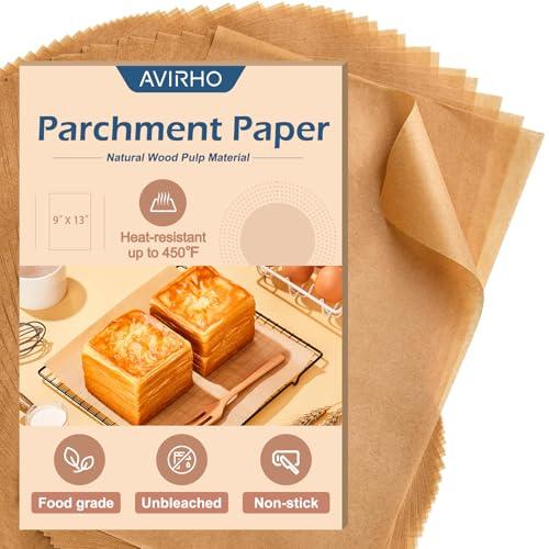 Unbleached Parchment Paper Baking Sheets, 9x13IN Precut Non-Stick Parchment Paper for Baking, Grilling, Air Fryer, Steaming-70 Sheets Unbleached Parchment Sheets for Bread Cup Cake Cookie And More