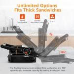 Aigostar 1000W Panini Press Grill with Non-Stick Plates