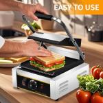 Commercial Electric Panini Press with Adjustable Temp