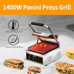 Commercial Electric Panini Press with Adjustable Temp