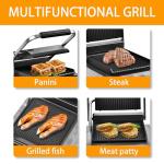 Commercial Electric Panini Press with Adjustable Temp