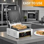 Commercial Electric Panini Press with Adjustable Temp