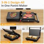 Sunvivi Electric Panini Press Grill with Locking Lid