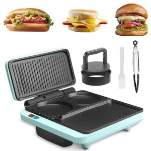 Breakfast Sandwich Maker and Griddle Combo 3-in-1