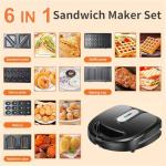 6-in-1 Waffle and Sandwich Maker with Non-Stick Plate