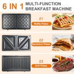 6 in 1 Waffle Maker and Sandwich Press
