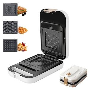 White 3-in-1 Sandwich Maker with Non-Stick Plates
