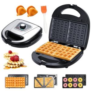 JOVELL 3-in-1 Mini Waffle and Sandwich Maker
