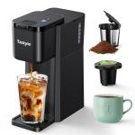 Tastyle Mini Hot and Iced Coffee Maker Single Serve, for K Cup and Ground, 6 to 14 Oz Brew Sizes, with Recipe Book, for Home, Travel, RV, Office and Dorm, Classic Black (2.0 Version)