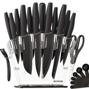 Astercook 22-Piece Kitchen Knife Set with Block