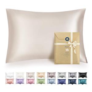 Bedsure Satin Pillowcase for Hair - Beige Satin Pillow Cases Standard Size with Zipper 2 Pack, Similar to Silk Pillow Cases for Skin, Silky & Soft, Gifts for Women Men, 20x26 Inches