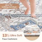 OPPODREAM Soft Neutral Area Rugs 5x7, 5x7 Washable Rug with Non Slip Backing, 5 x 7 Faux Cashmere Low-Pile Carpet, Light Grey & Ivory Cream