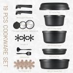 CAROTE 20pcs Pots and Pans Set Non Stick, Nonstick Cookware Set, Dishwasher/Oven/Fridge Safe Pots and Pans, Removable Handle RV Oven Safe Cookware, Induction Kitchen Set, Black
