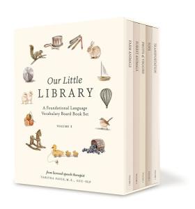 Our Little Library: A Foundational Language Vocabulary Board Book Set for Babies, Including Farm Animals, Forest Animals, Fruits and Veggies, Toys, and Transportation (Our Little Adventures Series)