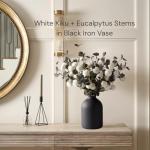 Large Black Vase for Flowers Decor Living Room, Matte Black Arlo Vase for Dining Coffee Table Centerpieces, Wabi Sabi Decor, Big Decorative Modern