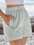 ANRABESS Boxer Shorts for Women Gingham Pajama 2025 Summer Casual Lounge Sleep Plaid Shorts Y2K Beach Bottoms Green White Stripe Large