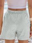 ANRABESS Boxer Shorts for Women Gingham Pajama 2025 Summer Casual Lounge Sleep Plaid Shorts Y2K Beach Bottoms Green White Stripe Large
