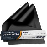 Oven Liners for Bottom of Oven - 2 Pack Large Heavy Duty Mats, 17”x25” Non-Stick Reusable Liner for Electric, Gas, Toaster Ovens, Grills - BPA & PFOA Free Kitchen Accessory to Keep Oven Clean (Black)