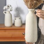 Set of 3 Whitewashed Rustic Ceramic Vases