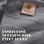 White Classic Wealuxe Grey Towels for Bathroom 6 Pack, Cotton Bath Towel Set for Hotel, Gym, Spa, Soft Extra Absorbent Quick Dry 24x50 Inch