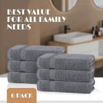 White Classic Wealuxe Grey Towels for Bathroom 6 Pack, Cotton Bath Towel Set for Hotel, Gym, Spa, Soft Extra Absorbent Quick Dry 24x50 Inch