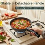 Useluck 20 Pcs Pots and Pans Set Non Stick, Ceramic Cookware Set Detachable Handle, RV Kitchen Cooking Set Removeable Handles, Oven Safe, Induction Ready, Stackable Non-stick, Black