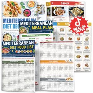 Set 3 Mediterranean Diet Chart Food List 2025, Mediterranean Ingredient Meal Plan, Serving Sizes Calories Net Carbs, Weight Loss Diet, Diabetes-Friendly, Heart Healthy, Easy Recipes for Beginners