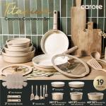 CAROTE 20pcs Ceramic Cookware Set Titanium Nonstick with Detachable Handles, Non Toxic Cookware, Pots and Pans Set Non Stick, Induction Available, Kitchen Cooking Pot and Pan, Dishwasher Safe