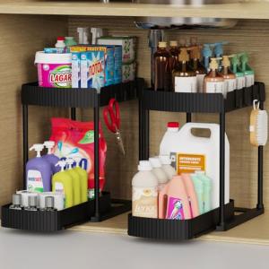 Ukeetap 2 Pack Under Sink Storage Organizers