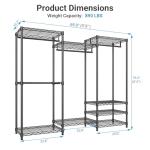 VIPEK V5 Portable Closet Wardrobe Heavy Duty Clothes Rack, Freestanding Clothing Rack with 4 Hang Rods & 8 Shelves, Adjustable Closet Racks, 68.9" L x 15.7" W x 76.4" H, Max Load 890LBS, Black