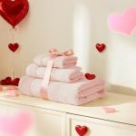 Marvione Bath Towels Set 6 Piece, 100% Turkish Cotton Highly Absorbent and Soft Towels for Bathroom 2 Bath Towels 2 Hand Towels 2 Washcloths, Pink