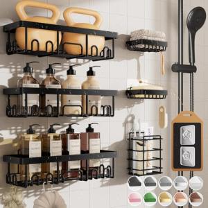Veken Rustproof Shower Caddy 6-Pack with Soap Holder