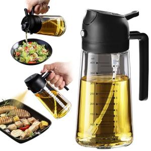 16oz Glass Olive Oil Sprayer for Cooking - Black