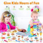 Color Dough Ice Cream Pizza Maker Set for Kids